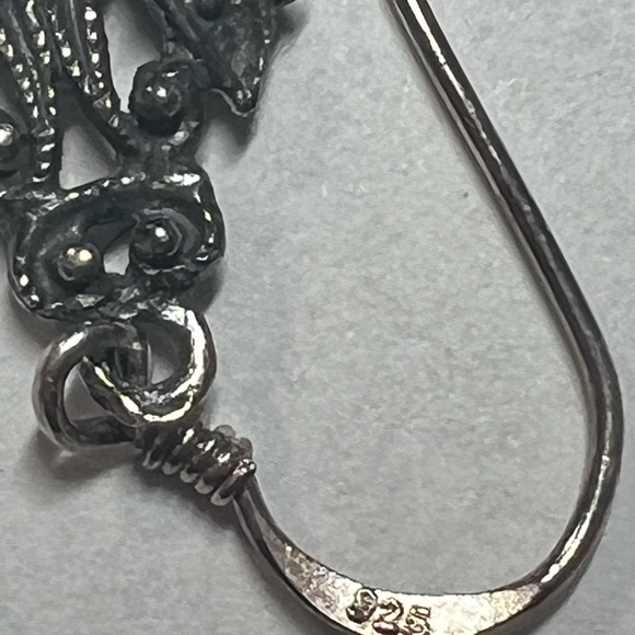 Garnet and sterling dangle earrings - Picture 4 of 5